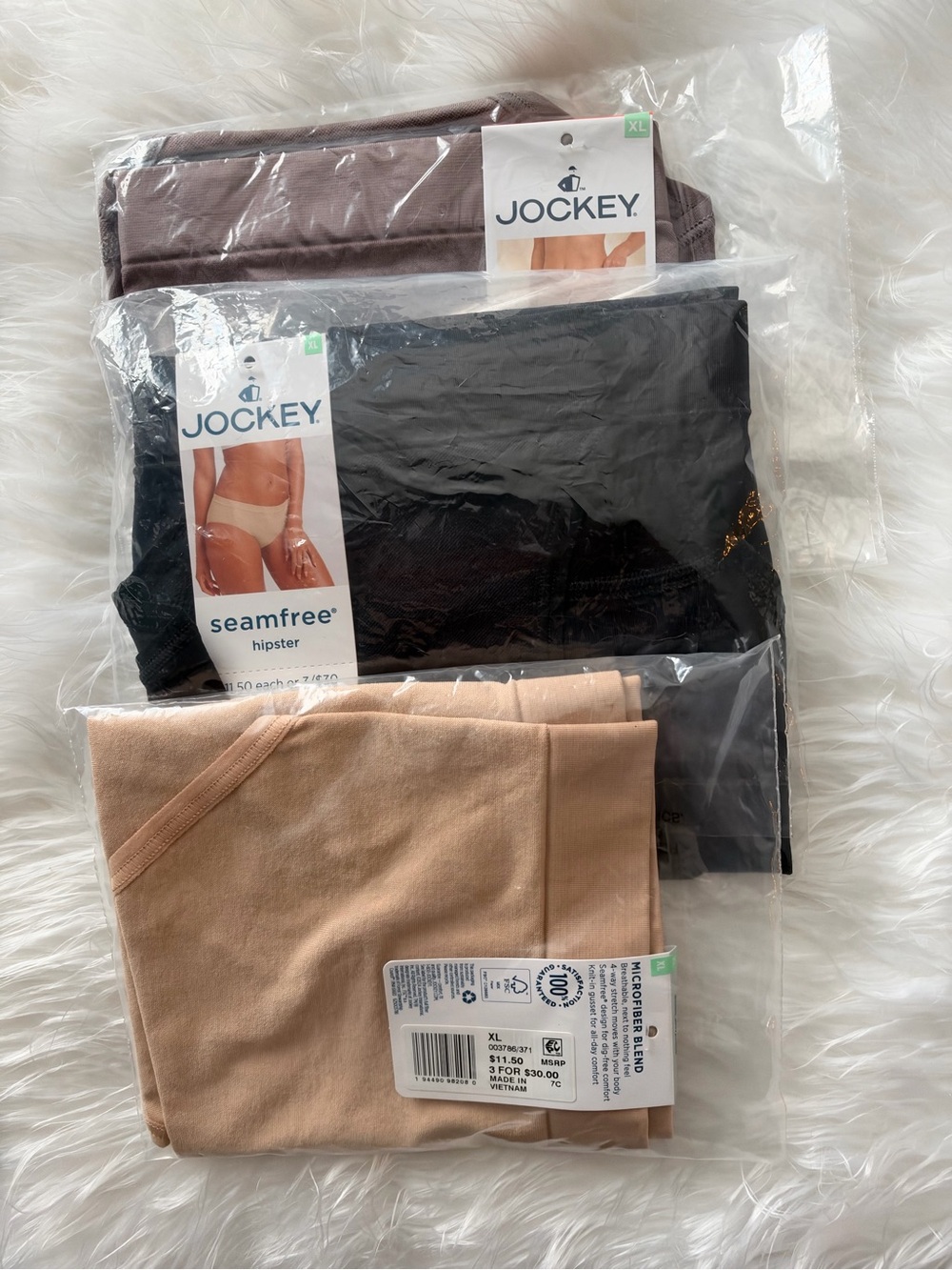 Jockey Seamfree Hipster 3-Pack - Black, Brown, Beige